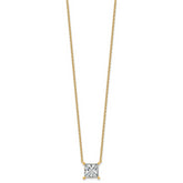 14k 3 1/2 carat Lab Grown Diamond VS+ F+ Princess Complete Four Prong 18 inch Pendant Necklace